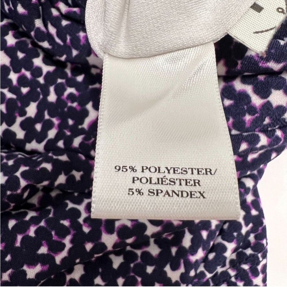 Ann Taylor - Sleeveless Ruched Side Slip Dress in Navy Purple & White Print - Picture 9 of 9